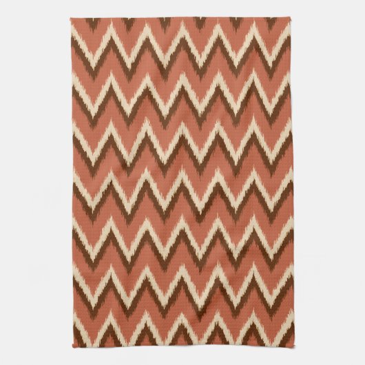 Ikat Chevron Stripes - Rust, bruin en beige Theedoek (Verticaal)
