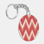 Ikat Chevron Stripes - Rust Oranje en wit Sleutelhanger (Voorkant Links)