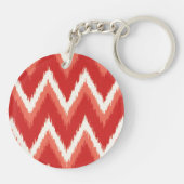 Ikat Chevron Stripes - Rust Oranje en wit Sleutelhanger (Achterkant)