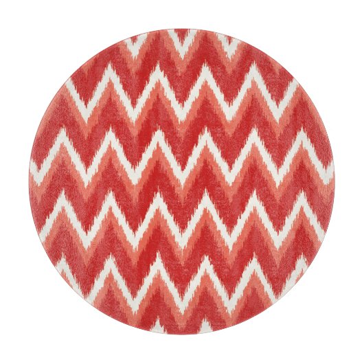 Ikat Chevron Stripes - Rust Oranje en wit Snijplank (Voorkant)