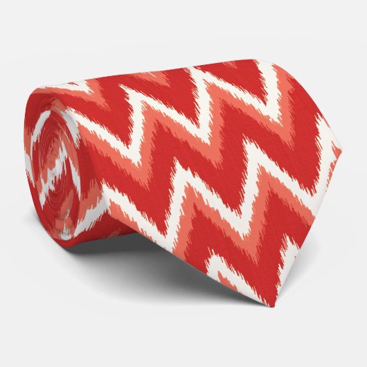 Ikat Chevron Stripes - Rust Oranje en wit Stropdas (Opgerold)