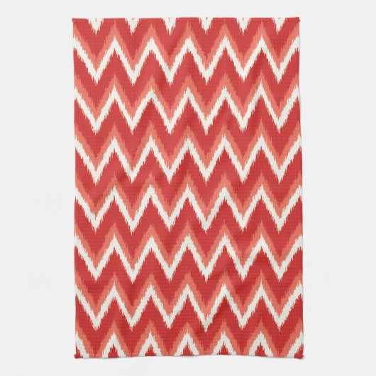 Ikat Chevron Stripes - Rust Oranje en wit Theedoek (Verticaal)