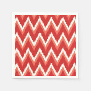 Ikat Chevron Stripes - Rust Sinaasappel en wit Servet