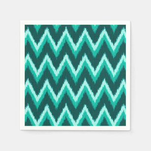 Ikat Chevron Stripes - Turquoise, Blauwgroen en Aq Servetten