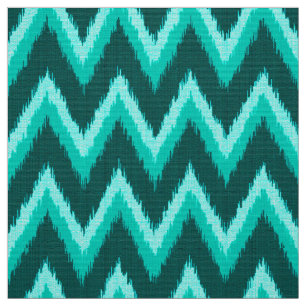 Ikat Chevron Stripes - Turquoise, Blauwgroen en Aq Stof