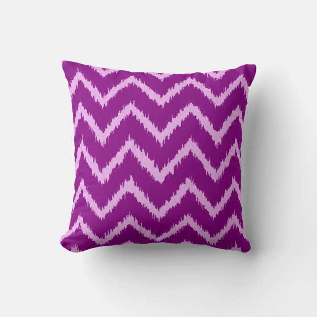 Ikat Chevrons - Amethyst paars en lichte orchidee Kussen (Voorkant)