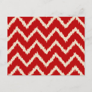 Ikat Chevrons - Chinees rood en geelbruin Briefkaart