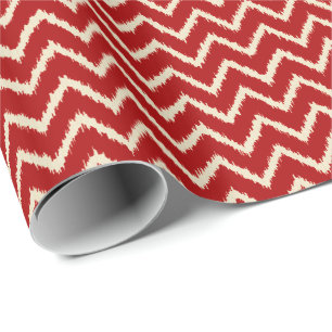 Ikat Chevrons - Chinees rood en geelbruin Cadeaupapier