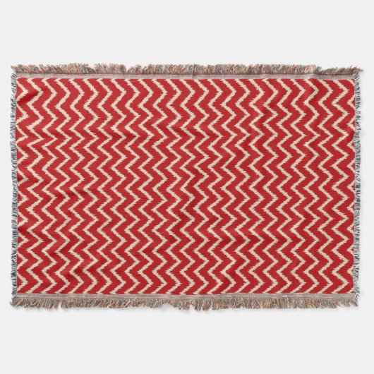 Ikat Chevrons - Chinees rood en geelbruin Deken (Voorkant)