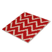 Ikat Chevrons - Chinees rood en geelbruin Tegeltje (Zijkant)
