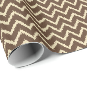 Ikat Chevrons - Chocoladebruin en geelbruin Cadeaupapier