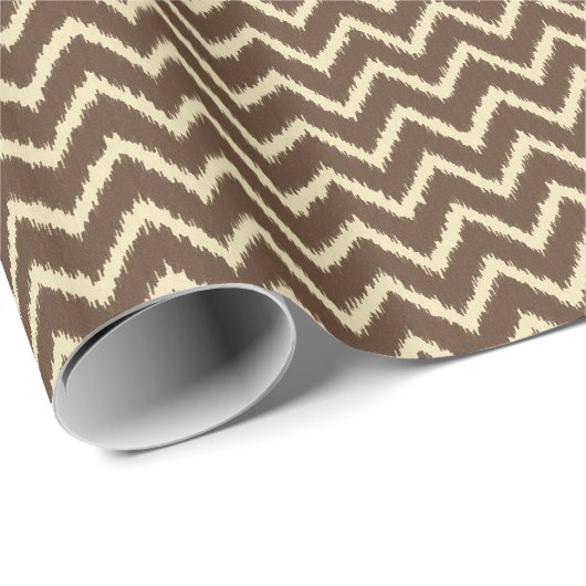 Ikat Chevrons - Chocoladebruin en geelbruin Cadeaupapier (Rol Hoek)