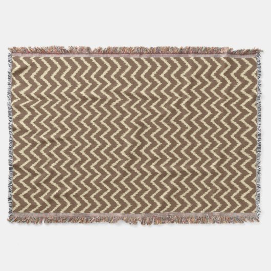 Ikat Chevrons - Chocoladebruin en geelbruin Deken (Voorkant)