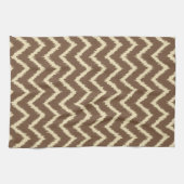 Ikat Chevrons - Chocoladebruin en geelbruin Theedoek (Horizontaal)