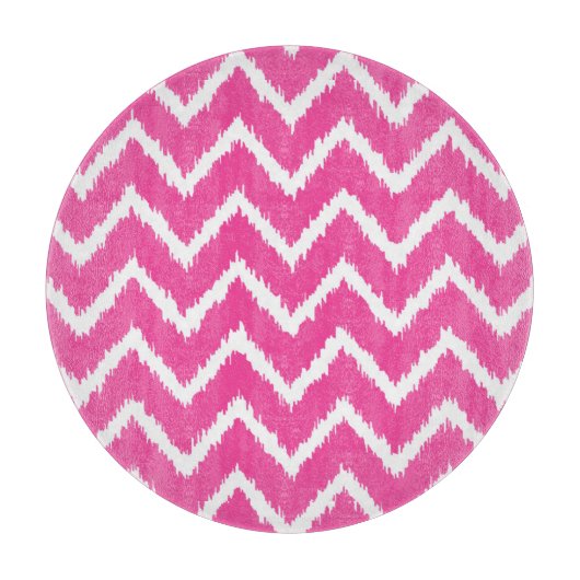 Ikat Chevrons - Deep fuchsia roze and white Snijplank (Voorkant)