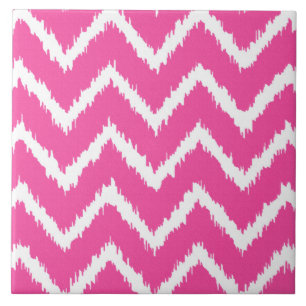Ikat Chevrons - Deep fuchsia roze and white Tegeltje