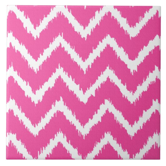 Ikat Chevrons - Deep fuchsia roze and white Tegeltje (Voorkant)