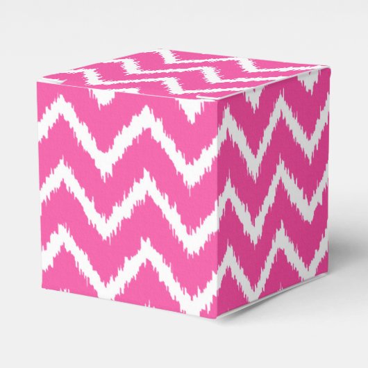 Ikat Chevrons - Diep fuchsia roze en wit Bedankdoosjes (Voorkant Zijde)