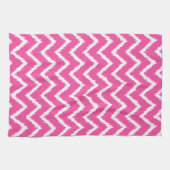 Ikat Chevrons - Diep fuchsia roze en wit Theedoek (Horizontaal)
