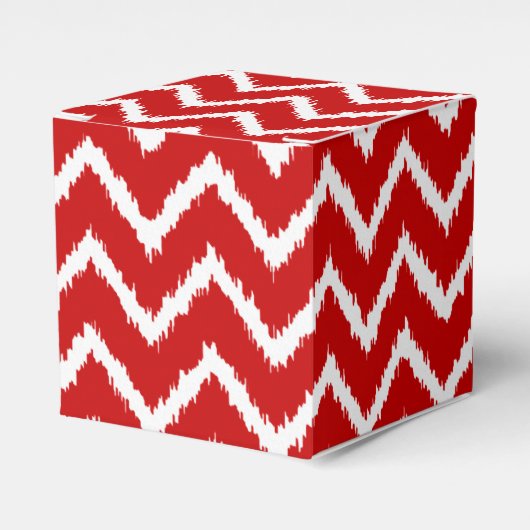 Ikat Chevrons - Diep rood en wit Bedankdoosjes (Voorkant Zijde)