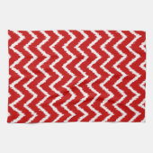 Ikat Chevrons - Diep rood en wit Theedoek (Horizontaal)