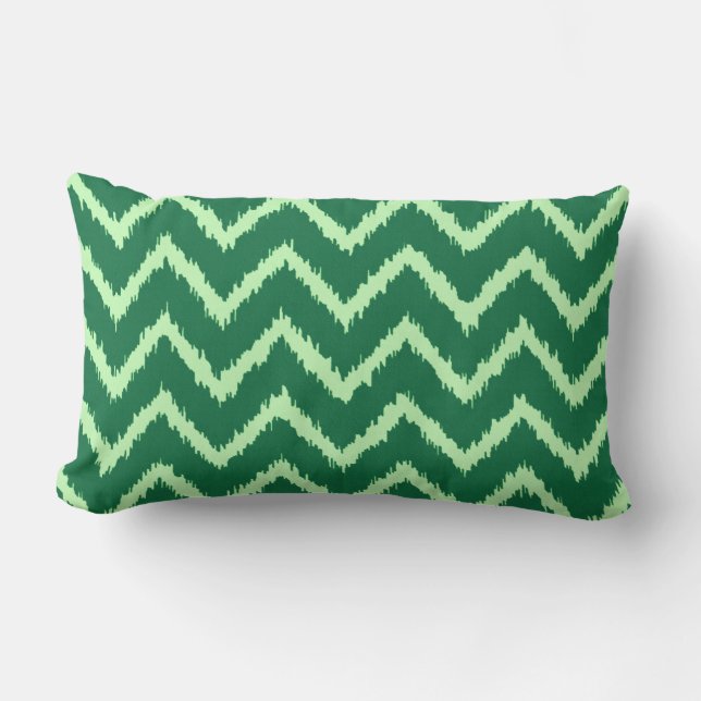 Ikat Chevrons - Grove en lichtgroen Kussen (Voorkant)