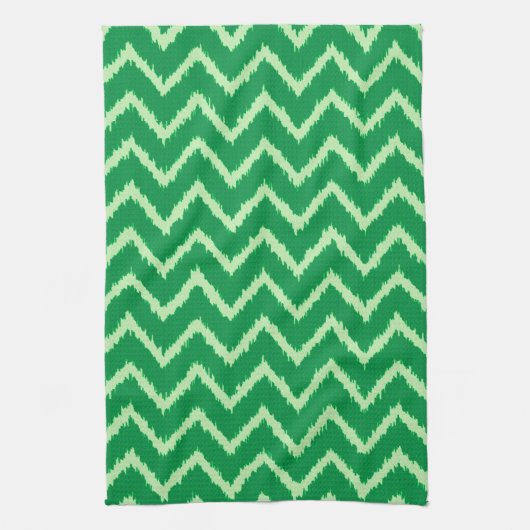 Ikat Chevrons - Grove en lichtgroen Theedoek (Verticaal)