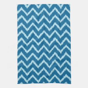Ikat Chevrons - Indigo en Bleek blauw Theedoek