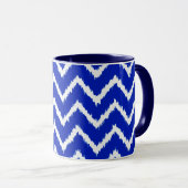 Ikat Chevrons - Kobalt blauw en wit Mok (Voorkant rechts)