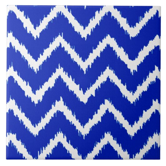 Ikat Chevrons - Kobalt blauw en wit Tegeltje (Voorkant)