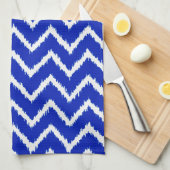 Ikat Chevrons - Kobalt blauw en wit Theedoek (Quarter Fold)