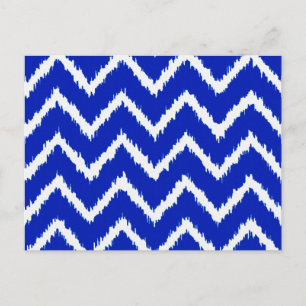 Ikat Chevrons - Kobaltblauw en wit Briefkaart