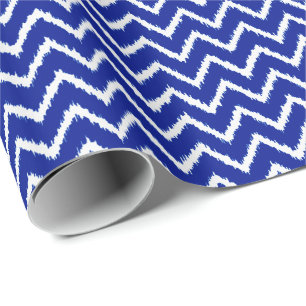 Ikat Chevrons - Kobaltblauw en wit Cadeaupapier