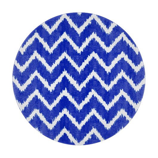 Ikat Chevrons - Kobaltblauw en wit Snijplank (Voorkant)