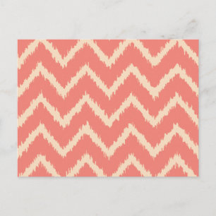 Ikat Chevrons - Koraal oranje en perzik Briefkaart