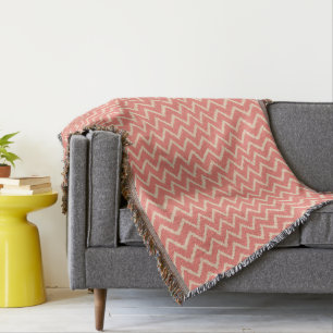 Ikat Chevrons - Koraal oranje en perzik Deken