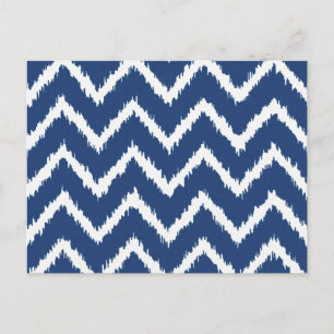 Ikat Chevrons - marineblauw en wit Briefkaart