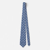 Ikat Chevrons - Marineblauw en wit Stropdas (Voorkant)
