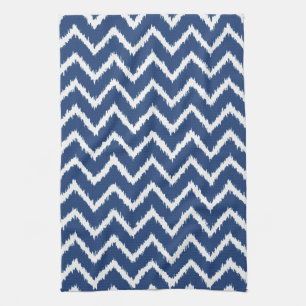 Ikat Chevrons - marineblauw en wit Theedoek