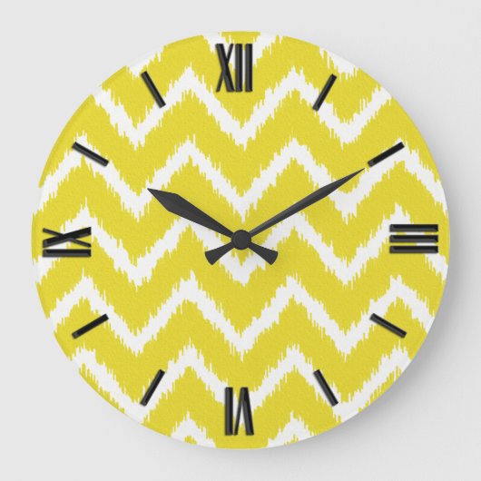 Ikat Chevrons - Mosterdgeel en wit Grote Klok (Voorkant)