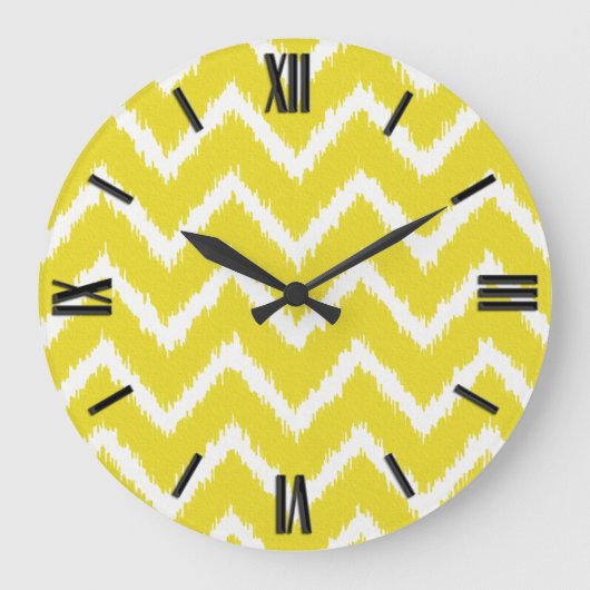 Ikat Chevrons - Mosterdgeel en wit Grote Klok (Voorkant)