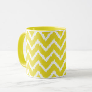 Ikat Chevrons - Mosterdgeel en wit Mok