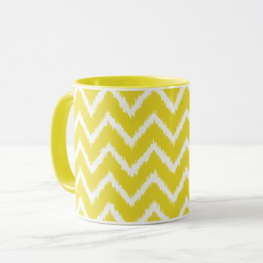 Ikat Chevrons - Mosterdgeel en wit Mok (Voorkant links)
