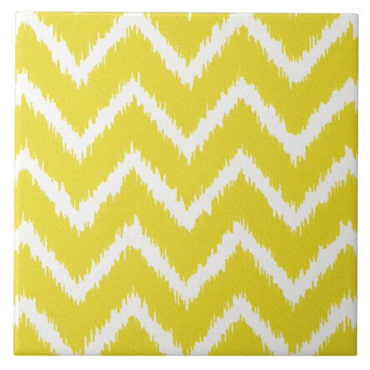 Ikat Chevrons - Mosterdgeel en wit Tegeltje (Voorkant)