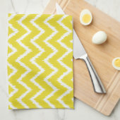 Ikat Chevrons - Mosterdgeel en wit Theedoek (Quarter Fold)