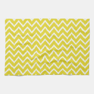 Ikat Chevrons - Mosterdgeel en wit Theedoek