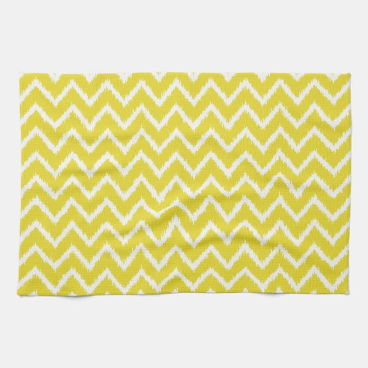 Ikat Chevrons - Mosterdgeel en wit Theedoek (Horizontaal)