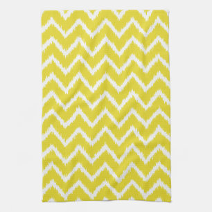 Ikat Chevrons - Mosterdgeel en wit Theedoek