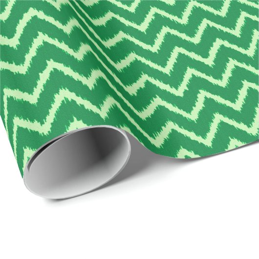 Ikat Chevrons - Pine en lichtgroen Cadeaupapier (Rol Hoek)
