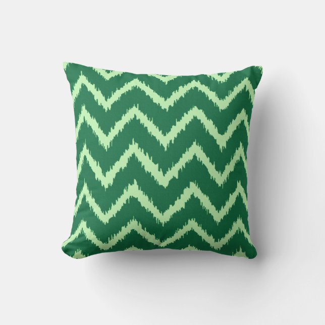 Ikat Chevrons - Pine en lichtgroen Kussen (Voorkant)